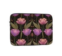 VQUVQV Custodia protettiva per computer portatile, fodera morbida, imbottita, con cerniera, con tulipani, vintage, rosa, viola, sottile, leggera, borsa per laptop