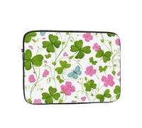 VQUVQV Custodia protettiva per laptop con trifoglio verde farfalla fiore custodia protettiva morbida fodera imbottita con cerniera borsa per il trasporto, sottile e leggera borsa per laptop valigetta