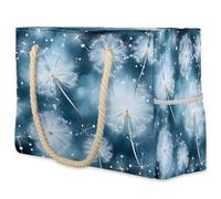 VQUVQV Grande borsa da spiaggia da donna, impermeabile, a prova di sabbia, con tasca con cerniera, per viaggi, shopping, piscina, Denti di leone che volano nel buio, Large