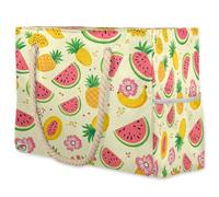 VQUVQV Grande borsa da spiaggia da donna, impermeabile, a prova di sabbia, con tasca con cerniera, per viaggi, shopping, piscina, Frutti Tropicali Ananas e Anguria, Large