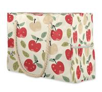 VQUVQV Grande borsa da spiaggia da donna, impermeabile, a prova di sabbia, con tasca con cerniera, per viaggi, shopping, piscina, Frutti a foglia rossa, Large