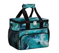 VQUVQV Grande borsa termica per il pranzo per adulti, a prova di perdite, con tracolla regolabile, riutilizzabile, per ufficio, picnic, spiaggia, motivo astratto color foglia di tè, marmo liquido