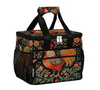 VQUVQV Grande borsa termica per il pranzo per adulti, a prova di perdite, con tracolla regolabile, riutilizzabile, per ufficio, picnic, spiaggia, un gallo rosso