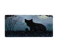 VQUVQV Mystic Moon Cat Silhouette Art - Tappetino per mouse esteso da gioco, con base in gomma antiscivolo, tappetino per tastiera, per lavoro, ufficio, casa