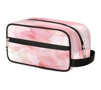 VQUVQV Trousse da viaggio per cosmetici, organizer per articoli da toeletta per donne e uomini, Acquerello Rosa e Oro Marmo, Stampato