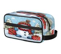 VQUVQV Trousse da viaggio per cosmetici, organizer per articoli da toeletta per donne e uomini, Albero di Natale carino pupazzo di neve, Stampato