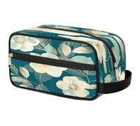 VQUVQV Trousse da viaggio per cosmetici, organizer per articoli da toeletta per donne e uomini, Fiori e foglie d'oro, Stampato