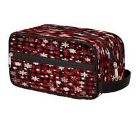 VQUVQV Trousse da viaggio per cosmetici, organizer per articoli da toeletta per donne e uomini, Inverno fiocco di neve Buffalo Plaid Natale, Stampato
