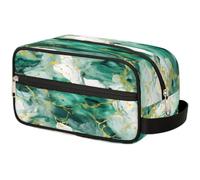 VQUVQV Trousse da viaggio per cosmetici, organizer per articoli da toeletta per donne e uomini, Marmo Verde e Oro, Stampato