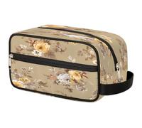 VQUVQV Trousse da viaggio per cosmetici, organizer per articoli da toeletta per donne e uomini, Piccoli fiori d'oro, Stampato