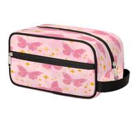 VQUVQV Trousse da viaggio per cosmetici, organizer per articoli da toeletta per donne e uomini, Stella Farfalla Glitter Oro Rosa, Stampato