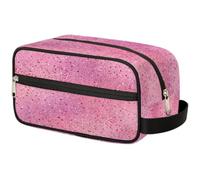 VQUVQV Trousse da viaggio per cosmetici, organizer per articoli da toeletta per donne e uomini, Texture Glitter Cuore Oro Rosa, Stampato