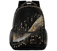 VQUVQV Zaino per donne e uomini, leggero, per la scuola, per computer portatile, casual, per università, lavoro, viaggi, Nota musicale dorata