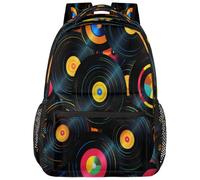 VQUVQV Zaino per donne e uomini, leggero, per la scuola, per computer portatile, casual, per università, lavoro, viaggi, Retro CD Vintage Musical