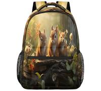 VQUVQV Zaino per donne e uomini, leggero, per la scuola, per computer portatile, casual, per università, lavoro, viaggi, Tre scoiattoli nella foresta