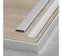 VQWQV 3pcs×100cm Alluminio Profilo di Soglia, U Metallo Striscia di Transizione per Pavimento, per Laminato da 1.4 A 3.6cm, Striscia di Giunzione Porta Extra Larga(Argento,W1.73cm)