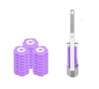 Vqxmhrpw Kit di Spazzole for WC, Set di Spazzole for WC A Parete con 24 Testine di Ricambio, Strumento di Pulizia Efficace for Il Bagno E La Casa(Purple-24Pcs)