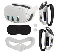 VR Accessories Set for Oculus/Meta Quest 3 Controller Grip and VR Silicone Face Pad,VR Shell and Lens Protection Cover,VR Controller Thumbstick Covers(Grey)