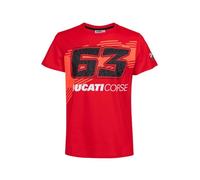 VR46 T-Shirt 63 Ducati Corse Dual Pecco Bagnaia Moto GP Ufficiale Uomo Rosso, rosso, S