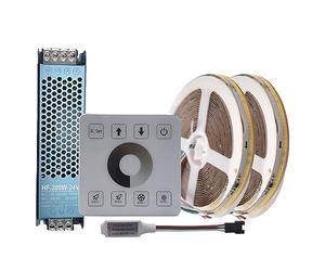 Vrabocry Cob acqua che scorre LED strip luce ws2811 bianco caldo 24V gara di cavalli sequenziale 10m illuminazione lineare LED strip con pannello di controllo RF Touch 24V 200W alimentatore