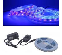 Vrabocry Striscia luminosa a LED UV, dimmerabile, SMD 2835, 60 LED/m, con alimentatore di rete, per carnevale, bar, discoteca, feste, 5 m, IP20