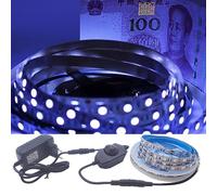 Vrabocry Striscia luminosa a LED UV, dimmerabile, SMD 5050, 60 LED/m, con alimentatore di rete, per carnevale, bar, discoteca, feste, 5 m, IP20