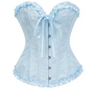 Vrapo Corsetto Bustino da donna, Corset con lacci in vita, lingerie modellante, Azzurro 1, L
