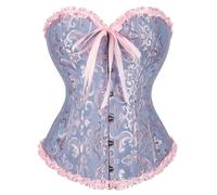 Vrapo Corsetto Bustino da donna, Corset con lacci in vita, lingerie modellante, Blu e rosa, S