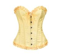 Vrapo Corsetto Bustino da donna, Corset con lacci in vita, lingerie modellante, Giallo 1, L