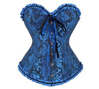 Vrapo Corsetto Bustino da donna, Corset con lacci in vita, lingerie modellante, Nero e blu, XS
