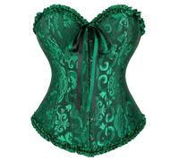 Vrapo Corsetto Bustino da donna, Corset con lacci in vita, lingerie modellante, Nero Verde, S