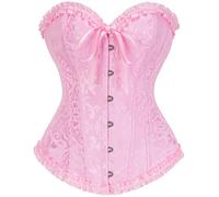 Vrapo Corsetto Bustino da donna, Corset con lacci in vita, lingerie modellante, Rosa, M