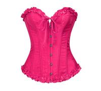 Vrapo Corsetto Bustino da donna, Corset con lacci in vita, lingerie modellante, Rosa Rosso 1, S