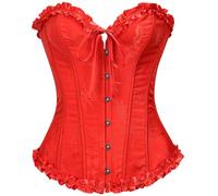Vrapo Corsetto Bustino da donna, Corset con lacci in vita, lingerie modellante, Rosso 1, L