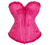 Vrapo Corsetto Bustino da donna, Corset con lacci in vita, lingerie modellante, Rosso rosato, XS