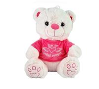 VRasehorn Orso custode di circa 20 cm peluche seduto con ali - Orso custode - Orso fortunato - orsacchiotto - Rosa/Rosa