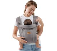 vrbabies Marsupio per neonati dalla nascita, extra morbido, marsupio ergonomico, adatto per bambini da 3,5 a 10 kg (grigio scuro, senza cintura)
