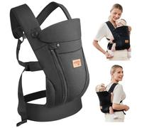 vrbabies Marsupio per neonati, in seta di ghiaccio, con cintura regolabile e rete traspirante 3D, faccia in avanti e fuori, per neonati e bambini più grandi da 4 a 20 kg (cintura nera)