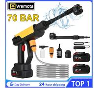 Vremota 70Bar Cordless Elettrico Ad Alta Pressione di Lavaggio 6 IN 1 Autolavaggio Pistola Ad Acqua Pulita Strumento di Irrigazione del Giardino Con 2PCS 21V Batteria 1 Battery 1 EU Plug