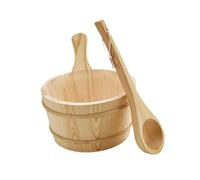 vreplrse Secchio e mestolo per sauna da 4 litri, set di secchi e mestolo per sauna, accessori per spa da bagno fatti a mano, vasca bagno in legno, vaso per fiori, multifunzionale per esterni