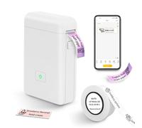vretti Etichettatrice Etichette Adesive - Portatile Stampante per etichette termica, Etichettatrice Etichette Adesive, Ricarica USB, Compatibile con i sistemi Android e iOS - Bianca