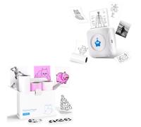 vretti Mini stampante termica TP2-Y per adesivi compatibile Android e iOS, mini stampante fotografica con 10 rotoli di etichette, 3 rotoli bianco-rosa opzionali, stampante tascabile portatile
