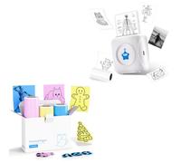 vretti Mini stampante termica TP2-Y per adesivi compatibile Android/iOS, mini stampante foto con 10 rotoli etichette, 3 rotoli giallo-rosa-blu opzionali, stampante tascabile per iPhone, appunti