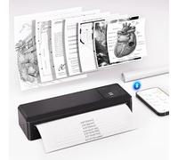 vretti P83 Stampante Portatile A4, Stampante Termica Portatile, Compatibile con iPhone/PC/USB, iOS/Android via Wireless Bluetooth, Stampa Contratti/Ricevute/Documenti, Supporta Carta Termica A4, Nero