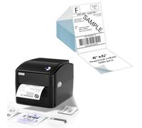 vretti Stampante per Etichette di Spedizione,Stampante Termica per Etichette 4x6 per Pacchetti di Spedizione, per Piccole Aziende,con 1 Rotolo di Carta Termica Integrato + 1 Pacco di Carta Termica Blu