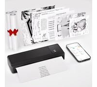 vretti Stampante Portatile A4 Compatibile con Phone/PC/USB, Bluetooth | Wireless Stampante Termica Stampa Contratti/Ricevute/Documenti,3 Rotoli di Carta, Nero
