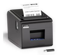 vretti Stampante termica per ricevute, stampante termica diretta da 80 mm con porta LAN seriale USB, stampante POS da cucina, supporto comandi ESC/POS, cassetto contanti