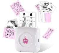 vretti TP2-Y Mini stampante termica tascabile compatibile con Android e iOS con 5 rotoli di etichette, stampante Bluetooth per iPhone, lista di lavoro, note, foto, fai da te