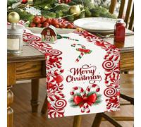 Vriusi Christmas Table Runner, Candy Letter Print Tablecloth, Christmas Rectangular Tablecloth, Holiday Decor Table Cloth, Washable Dining Table Decoration, Holiday Farmhouse Table Decoration