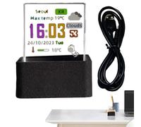 Vriusi Clock Hologram, WiFi Desk Clock, Photo Display, Trasparente Digital Clock, Holographic Cube Decor, Desk Clock with GIF Animazione, Real Time Weather Station, Photo Album Desk Clock